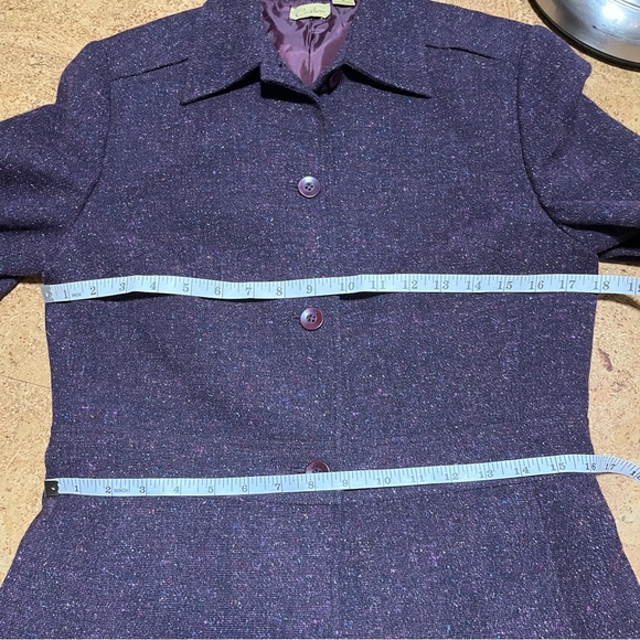 Caslon Wm’s Wool Silk Blend Tweed Blazer Jacket In Purple With Color Flecks Sz 4 - Picture 14 of 16